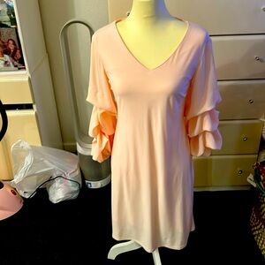 Pale pink dress hits at the knee beautiful puffed sleeves x small